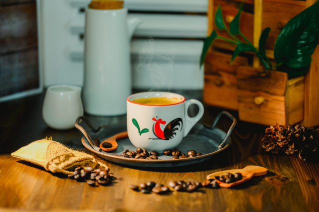 Hot Coffee In a Vintage Mug