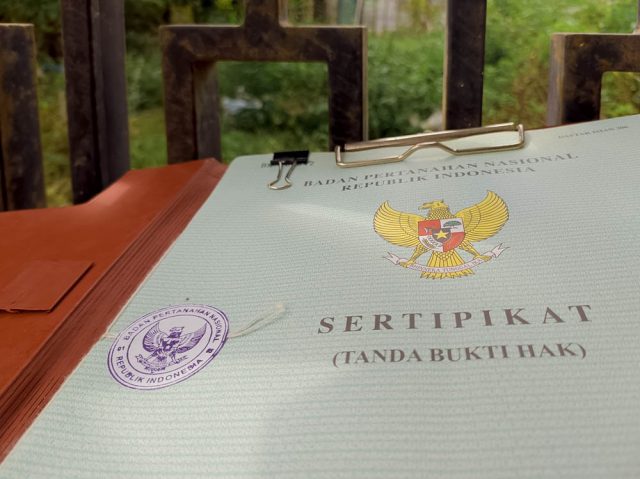 Land Ownership Certificate legalized by the Indonesian government, Aceh Indonesia